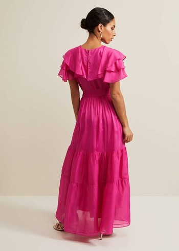 Phase Eight Petite Mabelle Organza Dress Fuchsia Canada | FXCBWE-812